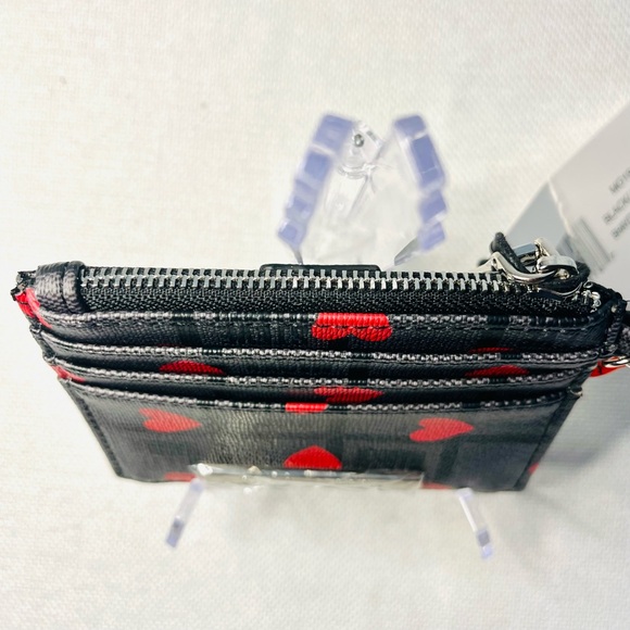 Steve Madden Gray and Black with Red Hearts Card Holder Coin Purse - New - Picture 3 of 8